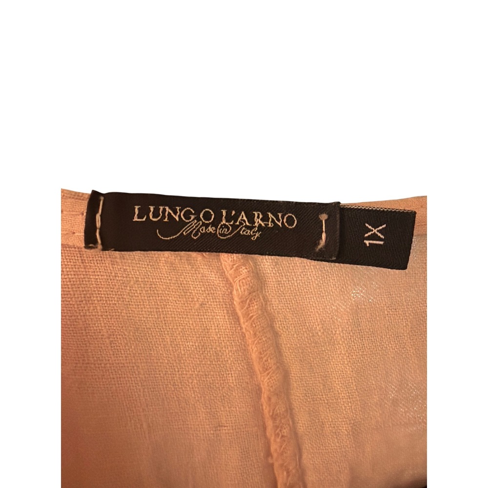 Lungo L'Arno Tunic Peach 100% Linen Made in Italy 1X Lagenlook High-Low Top - Picture 3 of 5